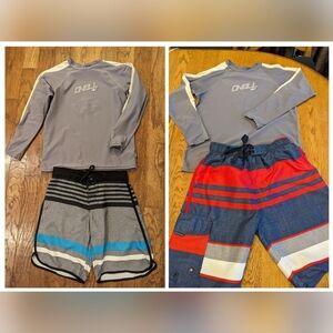 Swim wear lot O'neill rash guard & 2 board shorts Youth Large